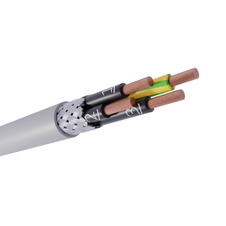 CH-JZ, CH-OZ, armeret styrekabel, skærmet styrekabel, halogenfri, maskinkabel, kobber, CU, klasse 5, flettet kobberskærm, flex, fleksibel, industrikabel, grå