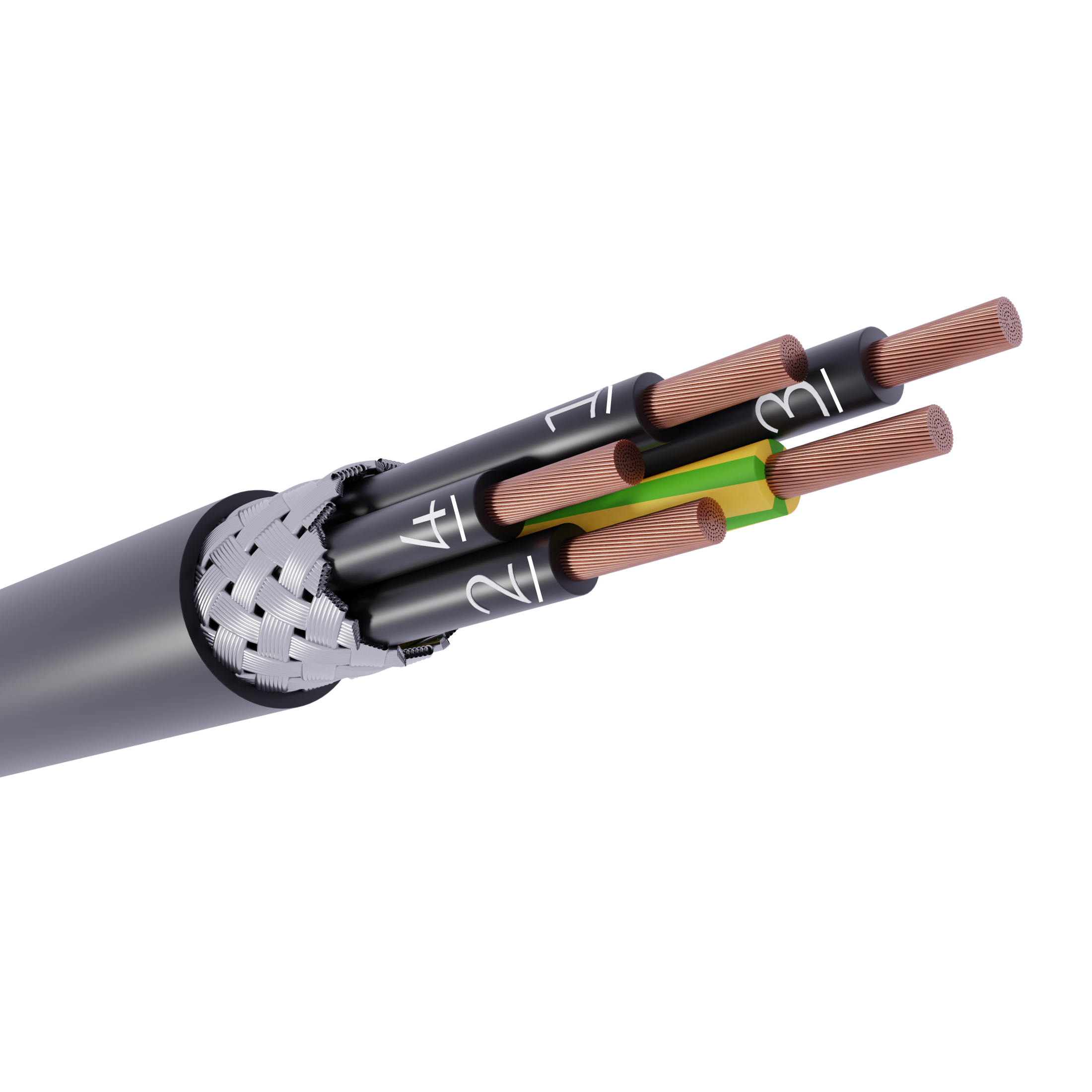 CH-JZ, CH-OZ, armeret styrekabel, skærmet styrekabel, halogenfri, maskinkabel, kobber, CU, klasse 5, flettet kobberskærm, flex, fleksibel, industrikabel, grå, UV-resistent
