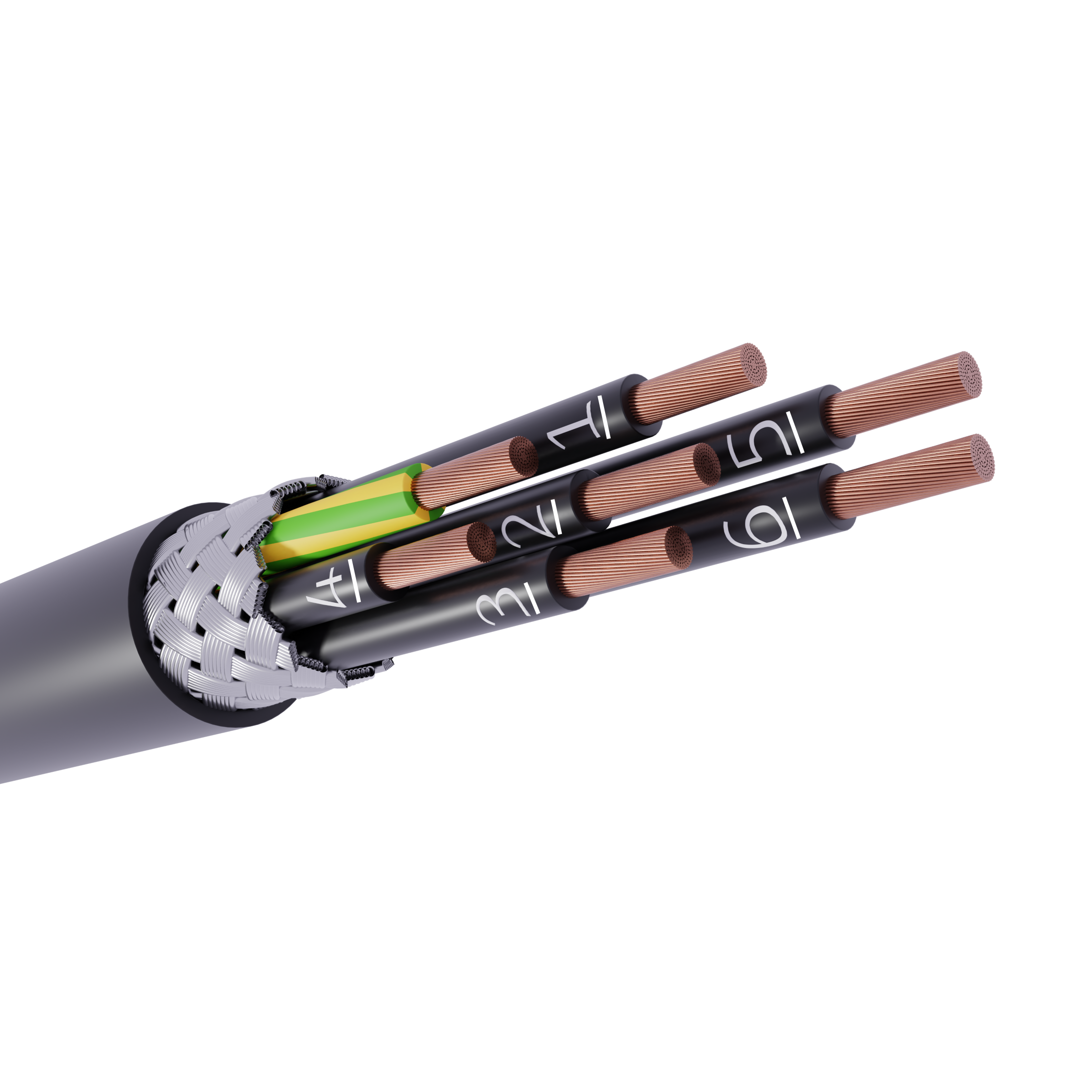 CH-JZ, CH-OZ, armeret styrekabel, skærmet styrekabel, halogenfri, maskinkabel, kobber, CU, klasse 5, flettet kobberskærm, flex, fleksibel, industrikabel, sort, UV-resistent