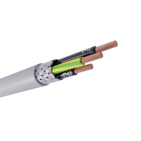 CH-JZ, CH-OZ, armeret styrekabel, skærmet styrekabel, halogenfri, maskinkabel, kobber, CU, klasse 5, flettet kobberskærm, flex, fleksibel, industrikabel, grå, UV-resistent
