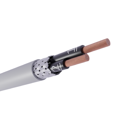 CH-JZ, CH-OZ, armeret styrekabel, skærmet styrekabel, halogenfri, maskinkabel, kobber, CU, klasse 5, flettet kobberskærm, flex, fleksibel, industrikabel, grå, UV-resistent